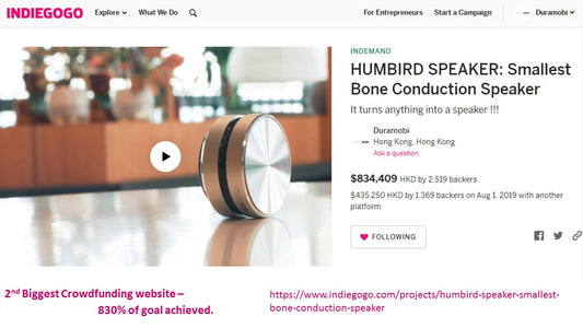 Humbird Bone Conduction Speaker launched on Kickstarter/Indiegogo