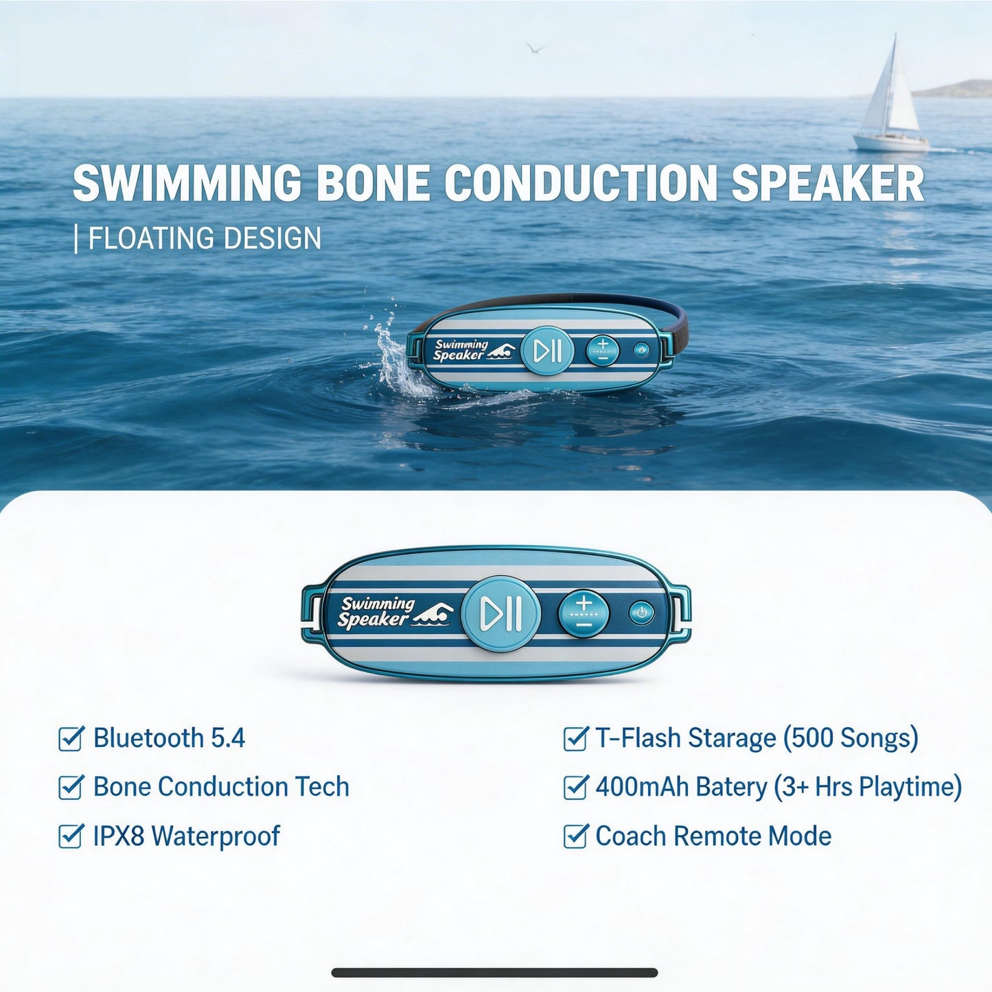 Dolphin Swimming Speaker IPX8 Waterproof Wearable Creative Floating design Local Playback sport Gift Headphones