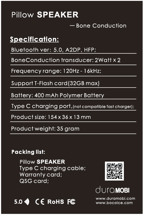 Bone Conduction Pillow Speaker PERFECT FOR SIDE SLEEPERS bocoice